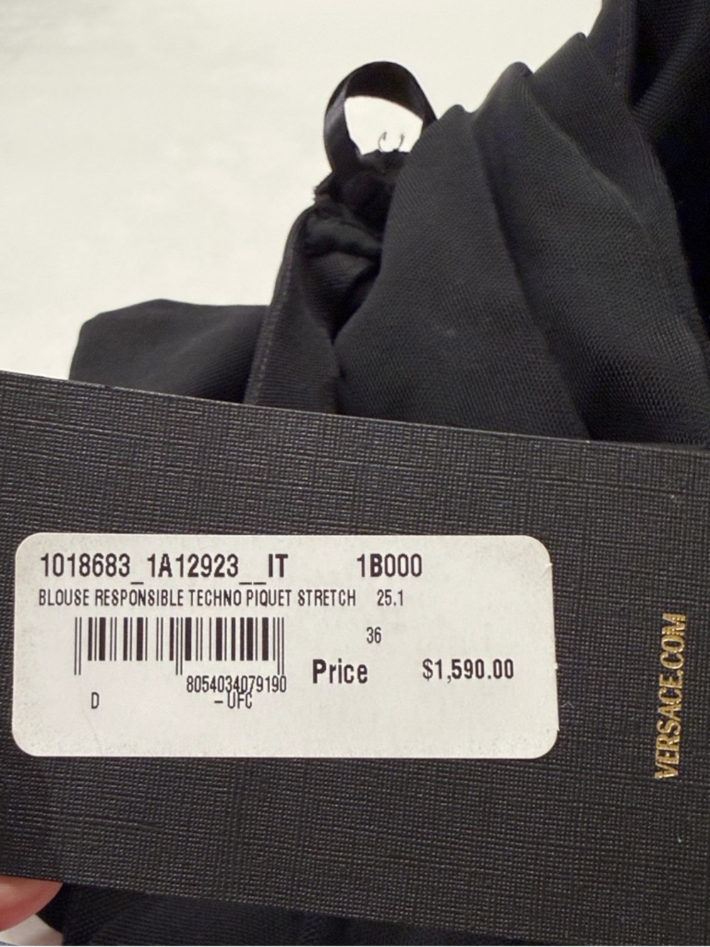 Versace NWT One Shoulder Gathered Top Black Techno Pique Stretch Size IT 36/XS - Picture 4 of 11